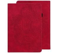 GLANDOTU Case for Amazon Kindle Fire HD 10 (9th Gen 2019 / 7th Gen 2017) PU Leather Case lightweight Folio Flip Tablet Embossed Leather Cover Case with fold Stand Protective Shell - Red
