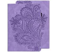 GLANDOTU Case for Amazon Kindle Fire HD 10 (9th Gen 2019 / 7th Gen 2017) PU Leather Case lightweight Folio Flip Tablet Embossed Leather Cover Case with fold Stand Protective Shell - Purple