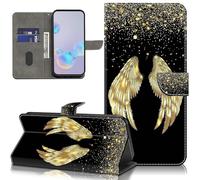 GLANDOTU Case for Honor X6c Phone Case, Multi-View PU Leather Wallet Flip Cover with Standing Function Card Holder and Wrist Strap for Honor X6C Cases -Golden Wings