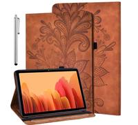 GLANDOTU Case for Huawei Mediapad T5 (T5 10) 10.1 inch Tablet Case Lightweight Folio Flip Wallet Lace Embossed PU Leather Cover with Fold Stand Function + Protective film & Stylus pen -Brown