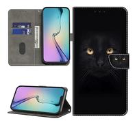 GLANDOTU Case for OPPO A16/A16S/A54 4G/A55 5G 6.52 inch Wallet Case,PU Leather Flip Case Magnetic Closure Shockproof Card Slot Foldable Stand Cover Compatible OPPO A16, Black Cat