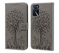 GLANDOTU Case for OPPO A16/A16S/A54 4G/A55 5G, Flip Wallet PU Leather Cover with Card Slots and Stand Function for Oppo A16 Phone Cases【Gray】