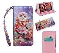 GLANDOTU Case for Samsung Galaxy A40 Case Flip Wallet PU Leather Cover with Magnetic Button Standing Funstion Full Body Protective Phone Cases - Owl2