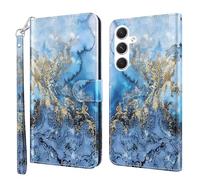 GLANDOTU Case for Samsung Galaxy S25/S24 5G 6.2 inch, Flip Folio Wallet PU Leather Cover with Magnetic Button, Standing Function Full-Body Protective for Samsung S25 Phone Cases -Milky Way