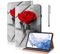 GLANDOTU Case for Samsung Galaxy Tab S10 FE+/ S10 FE Plus 13.1 Inch 2025 Tablet Case, Multi-View Slim Lightweight Patterned Tablet Cover with Folding Stand and Pencil Holder -Red Rose