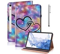GLANDOTU Case for Samsung Galaxy Tab S10 Lite/ S10 FE 2025/ S9 FE 10.9 Inch/ S9 11 Inch, Multi-View Slim PU Leather Tablet Cover with Foldable Stand and Pen Holder -Two hearts