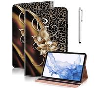 GLANDOTU Case for Samsung Galaxy Tab S11 Ultra 2025 14.6 inch/S10 Ultra Multi-Angle Folio Leather Protective Case with Holder/Pen Holder Flip Case for Tablet SM-X936B/SM-X930, Metal Flower