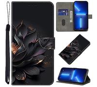 GLANDOTU Case for Sony Xperia 1 V Phone Case,Multi-Pattern PU Leather Wallet Flip Case with [Standing Function] [Card Holder] [Wrist Strap] for Sony Xperia 1 V -Purple lotus