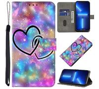 GLANDOTU Case for Xiaomi Redmi Note 11 4G/Note 11S 6.43 inch Phone Case,Multi-Pattern PU Leather Wallet Flip Case with [Standing Function] [Card Holder] [Wrist Strap] for Redmi Note 11 -Two Hearts
