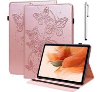 GLANDOTU Lenovo Tab K10 (TB-X6C6F/TB-X6C6X) Case, Fold Stand Function Cover, Butterfly Folio Flip PU Leather Tablet Case for Lenovo Tab M10 FHD Plus (TB-X606F/TB-X606X) (with Stylus pen)-【Pink】