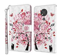 GLANDOTU Nokia 5.4 / Nokia 3.4 Wallet Case 6.39 inch, Flip Folio Wallet PU Leather Cover with Magnetic Button, Standing Function Full-Body Protective for Nokia 5.4 Phone Cases 【Tree Cat】