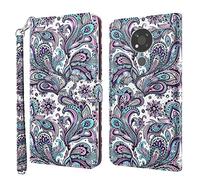 GLANDOTU Nokia 5.4 / Nokia 3.4 Wallet Case 6.39 inch, Flip Folio Wallet PU Leather Cover with Magnetic Button, Standing Function Full-Body Protective for Nokia 5.4 Phone Cases 【Swirl pattern】