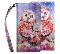 GLANDOTU Samsung Galaxy A21s Case Flip Wallet PU Leather Cover with Magnetic Button Standing Funstion Full Body Protective Phone Cases, Owl2