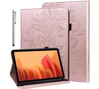 GLANDOTU Samsung Galaxy Tab A 10.1 2019 Case SM-T510 / SM-T515 Lightweight Folio Flip Wallet Lace Embossed PU Leather Tablet Cover with Fold Stand Function + Protective film & Stylus pen - Rose gold