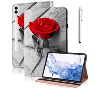 GLANDOTU Samsung Galaxy Tab S7 FE 5G 2021/S7+ Plus 2020/S8+ Plus 2022/S9+ Plus/S9 FE Plus 12.4" Case,Multi-View Slim and Lightweight Patterned Tablet Case with Stand for Galaxy Tab S7 FE-Red Rose