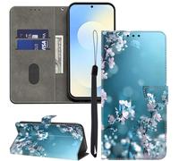 GLANDOTU Xiaomi Redmi 13C /Xiaomi Poco C65 6.74 inch Phone Case, Multi-Pattern PU Leather Wallet Flip Cover Case with [Standing Function] [Card Holder] [Wrist Strap] for Redmi 13C -Plum Blossom