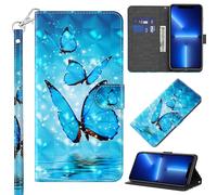 GLANDOTU Xperia 5 ii Phone Case,Flip Wallet PU Leather Cover with Magnetic Button & Standing Funstion Full-Body Protective for Sony 5 ii (SO-52A SOG02) Phone Cases-Blue butterfly