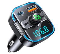 Glangeh 2026 Upgraded Bluetooth 5.3 Car Adapter【PD 45W+QC3.0 36W】, 2-in-1 Bluetooth FM Transmitter 【Dual Stronger Mics】& Fast Car Charger, Wireless Car Radio Adapter Hands-Free Kit, Siri Assistant
