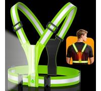 Glangeh LED Reflective Running Vest Ultra Bright Illuminate, 360° Visible Running Lights for Runners, IPX5 Waterproof & Adjustable, Reflective Vest Gear Headlamp for Jogging/Hiking/Cycling/Dog Walking