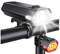 Glangeh Upgraded Bike Lights Super Bright, 4+6 Modes Rechargeable Bike Light Front and Back with Side LEDs, 360° Rotated Bicycle Light, IP65 Waterproof Cycle Brake Light for Day/Night Riding Safety
