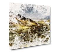 Glangesh Pass In Ireland Watercolour Canvas Print | Gallery Wrapped 30mm Frame Wall Art | 20x20 inches | Ready to Hang | Modern Picture | Living Room Bedroom Lounge Office