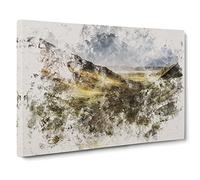 Glangesh Pass In Ireland Watercolour Canvas Print | Gallery Wrapped 30mm Frame Wall Art | 30x20 inches | Ready to Hang | Modern Picture | Living Room Bedroom Lounge Office
