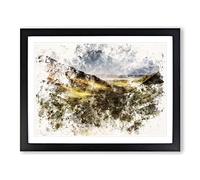Glangesh Pass In Ireland Watercolour Modern Framed Print | A4 Black Framed Wall Art | Ready to Hang | Modern Historical Picture | Living Room Bedroom Lounge Office