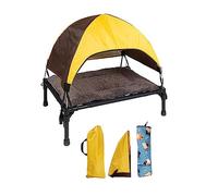 Glanhbnol Outdoor Elevated Dog Bed With Canopy - Cooling Raised Pet Cot With Removable Sunshade for Camping, Portable Small Tent