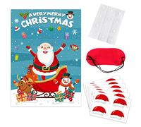 Glanhbnol Pin The Nose On Snowman Pin The Hat On Santa Christmas Party Game Theme Party Supplies Wall Decorations Poster Blindfold Party Games For Kid