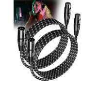 GLANICS 10FT XLR Cable 2 Pack, Low Noise Braided Shielded Microphone Cable