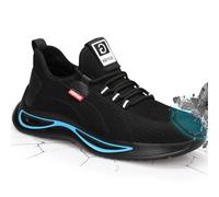 GLANOUDUN Steel Toe Shoes for Men Lightweight Work Shoes for Men Black Steel Toe Sneakers Comfortable Safety Tennis Sneakers Indestructible Men's Safety Footwear Industrial Construction, Blue, 10.5
