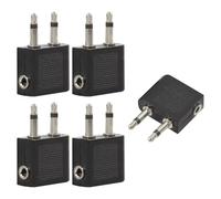 Glanzend Airline Headphone Adapter, Airplane Headphone Adaptor, 5 Pieces, Plane Aircraft Adapter 3.5mm Stereo Socket Audio, Airplane Jack Adapters,Black