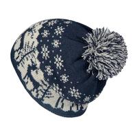 Glanzend Bobble Beanie Hat, Kids Pom Beanie Hats, Unisex Fleece Lined Knit Hat with Pom, Christmas Tree Snowflake Reindeer Winter Hats for Girls & Boys, Ski Hat, Cold Weather, Sports - Navy
