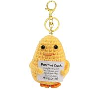 Glanzend Funny Positive Duck, Creative Knitting Wool Duck Doll with Keychain, Gifts for Women Men, Lucky Charm Exam, Courage Gift, Get Well Soon Gifts, Small Gift for Girlfriend Boyfriend