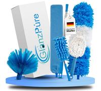 GlanzPure - Telescopic Duster 2.5 m - Microfibre Set for High Ceilings & Furniture, Extendable, Washable & Scratch-Free - Removes Dust and Spider Webs without Ladder