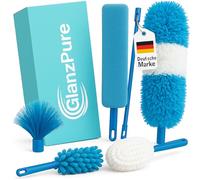 GlanzPure Telescopic Duster Long Extendable up to 2.5 m and Washable, Bendable and Scratch-Free Dust Mop with Telescopic Rod, Spider Web Remover for High Ceilings, Microfibre Dust Magnet