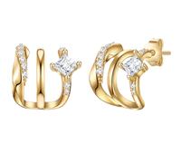 Glanzstücke München Womens Stud earring sterling silver yellow gold zirconia white - One Size