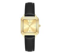 Glanzstücke München Women's Watch Metal Alloy Yellow Gold Quartz Movement | Genuine leather strap, black, no embossing, dial champagne, mineral glass, wristwatch, fashion watch