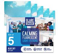 GlareShade - 2x4 Feet - 5 Count - Fluorescent Light Covers for Classroom or Office | Magnetic Light Covers for Ceiling Lights Provide Relief from Glare, Headaches, & Sensory Overload(Cloud Blue)