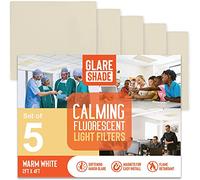 GlareShade Fluorescent Light Covers for Ceiling Lights (5 Count) - Easy Install Magnetic Light Filters for Classroom and Office Provide Relief from Glare, Headaches, and Eyestrain - Warm White
