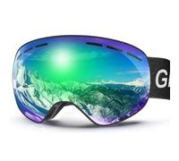 GlaRid ski goggles, snowboard goggles for spectacle wearers men women, OTG frameless snow goggles anti-fog 100% UV400 protection, Green