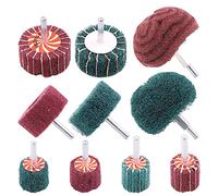 Glarks 10 Pack Non Woven Abrasive Wheel Drill Buffing Attachment Set, Red and Green Scouring Pads Power Scrubber Cleaning Kit with 1/4" Shank for Polishing, Scrubbing and Cleaning Surface