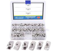 Glarks 100-Pieces 4040 Series European T Nut Assortment Kit, M3 M4 M5 Hammer Head Drop in T Slot Nuts for 40 Series Aluminum Profile - Nickel Plated Carbon Steel