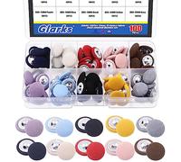 Glarks 100Pcs 10 Colors Fabric Cloth Covered Buttons Set, Metal Shank Round Buttons Flat Back Fabric Covered Buttons Sewing Fabric Buttons for Clothing Suits Jacket Blouses Dress DIY Craft (15MM)