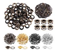 Glarks 100Pcs 10MM 4 Colors Metal Thicken Grommet Eyelets with Punch and Hammer for Canvas, Bead Cores, Tarp, Clothes (Bronze - 100pcs)