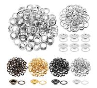 Glarks 100Pcs 10MM Silver Metal Thickened Grommet Eyelets with Washers Kit for Fabric, Canvas, Curtain, Clothing, Leather Repair
