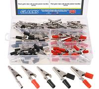 Glarks 100Pcs 3 Style 2.1''/53MM Metal Alligator Clips Crocodile Electrical Test Clamps Assortment Kit for Laboratory Testing, 50pcs with Red Black Plastic Hands and 50pcs no Cap