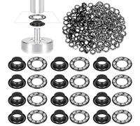 Glarks 100pcs 6mm Grommets Kit with White Diamond Washers Set, Gun Black Color Brass Grommets Eyelets, Fabric Leather Hole Eyelets Grommets for Belt, Shoes, Clothes, Canvas, Leather Repair