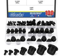 Glarks 100pcs 7 Sizes Solid Silicone Hole Plug Set, Black High Temp Silicone Plug, T Shaped Stopper Hole Plug, Round Hole Flexible Stopper for Wire Cable, Hole Plugs, Automotive, Water Pipe