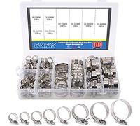 Glarks 100Pcs Adjustable 8-44mm Range 304 Stainless Steel Worm Gear Hose Clamps Assortment Kit, Fuel Line Clamp for Water Pipe, Plumbing, Automotive and Mechanical Application (Hose Clamp Kit)